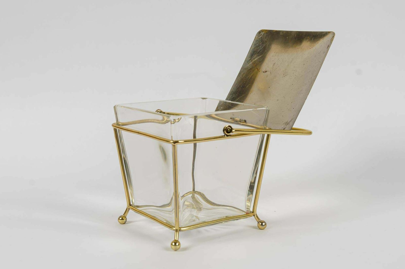 Art Deco Sugar Bowl With Original Glass And Brass Parts Vienna Around 1920s photo 254.0