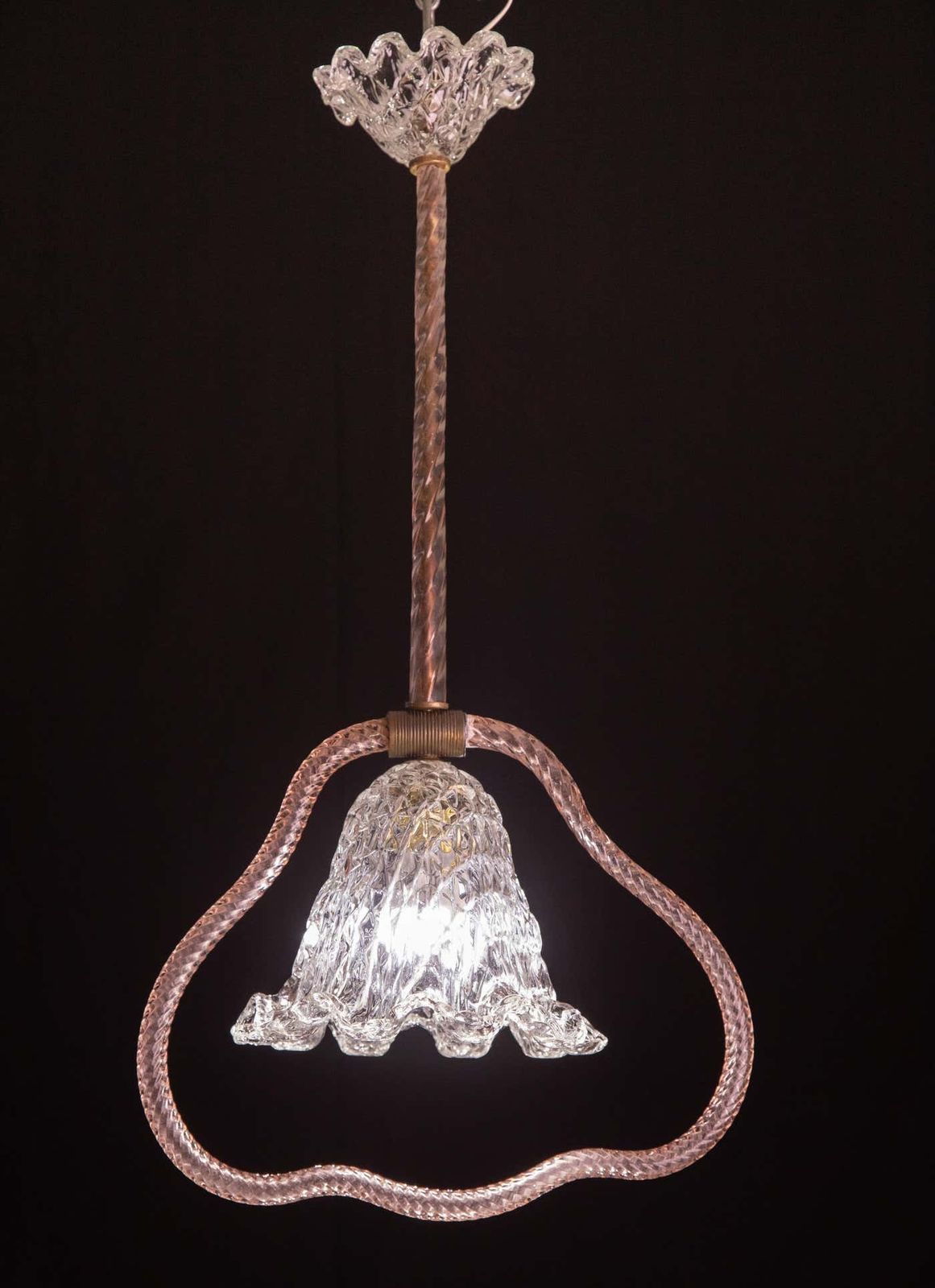 Pink Heart, Barovier E Toso Chandelier, 1950 photo for sale