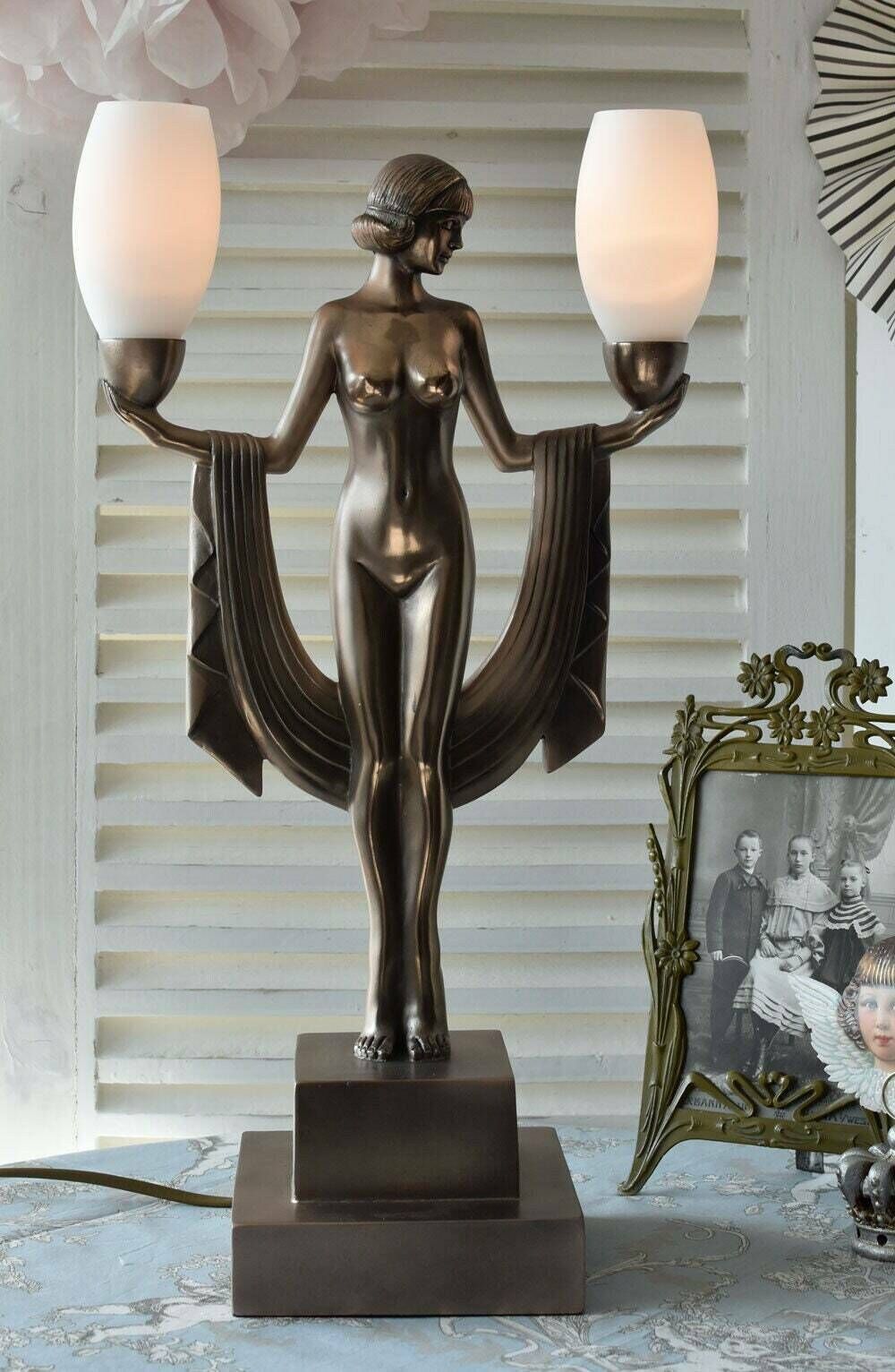 Vintage Table Lamp Art Deco Table Lamp Nude Woman Bauhaus Lamp Vintage Bedside Lamp