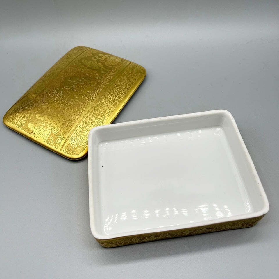 Tirschenreuth Germany '900 Ceramic Gold Box  Antiques photo Home Decor