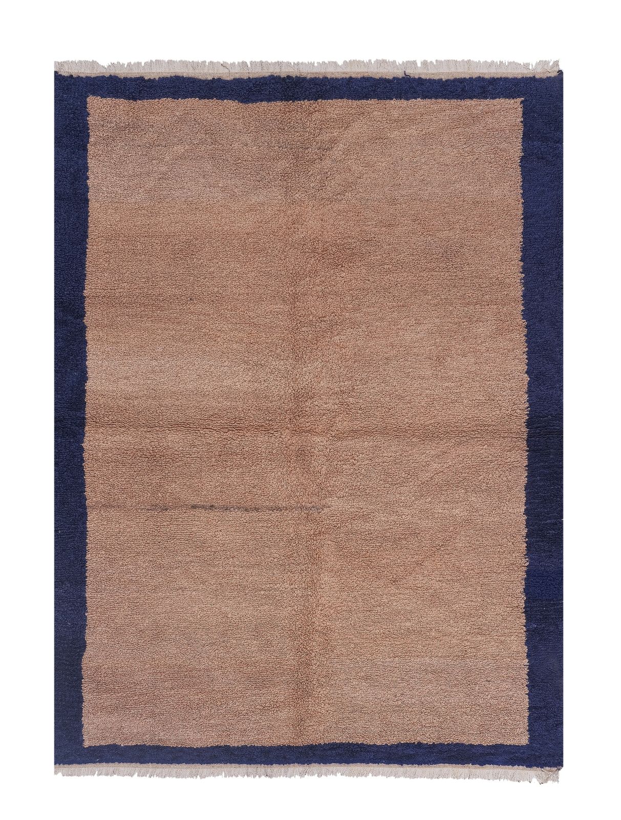 Vintage Checkered Tulu Rug   Soft Wool Pile 4'4'' X 5'11''
