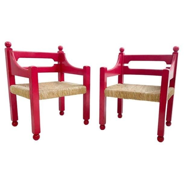 Mid Century Modern Pair Of Armchairs In The Style Of Vico Magistretti  Italy
