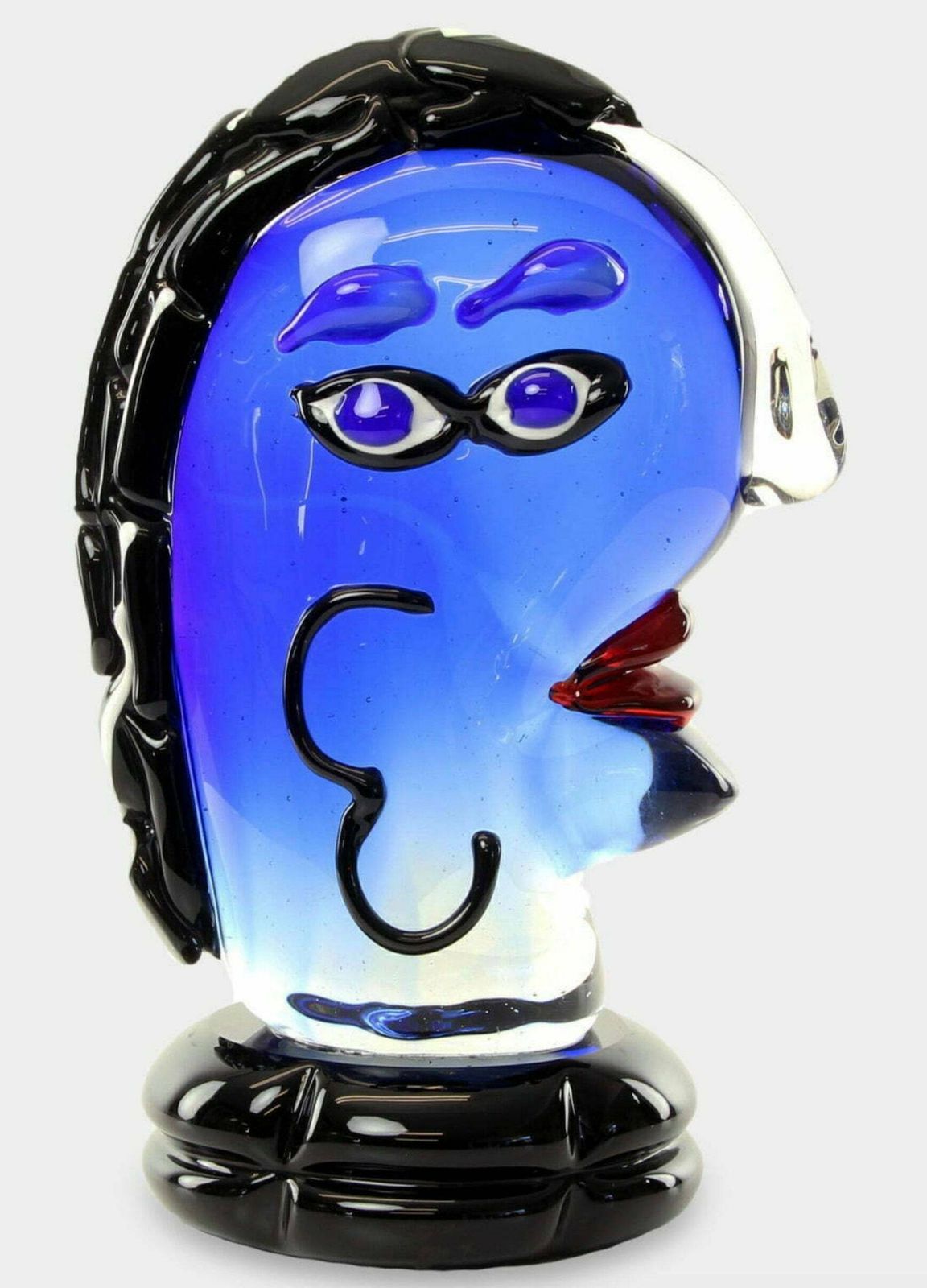 Murano Style Glass Figure A Man With A Blue Face, Murano Glass Sculpture, Antique Home Decor