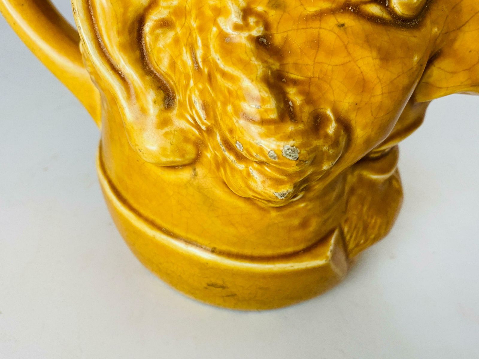 photo furniture Pitcher In Ceramic From France Yellow Colour Shape Man Face France 1970