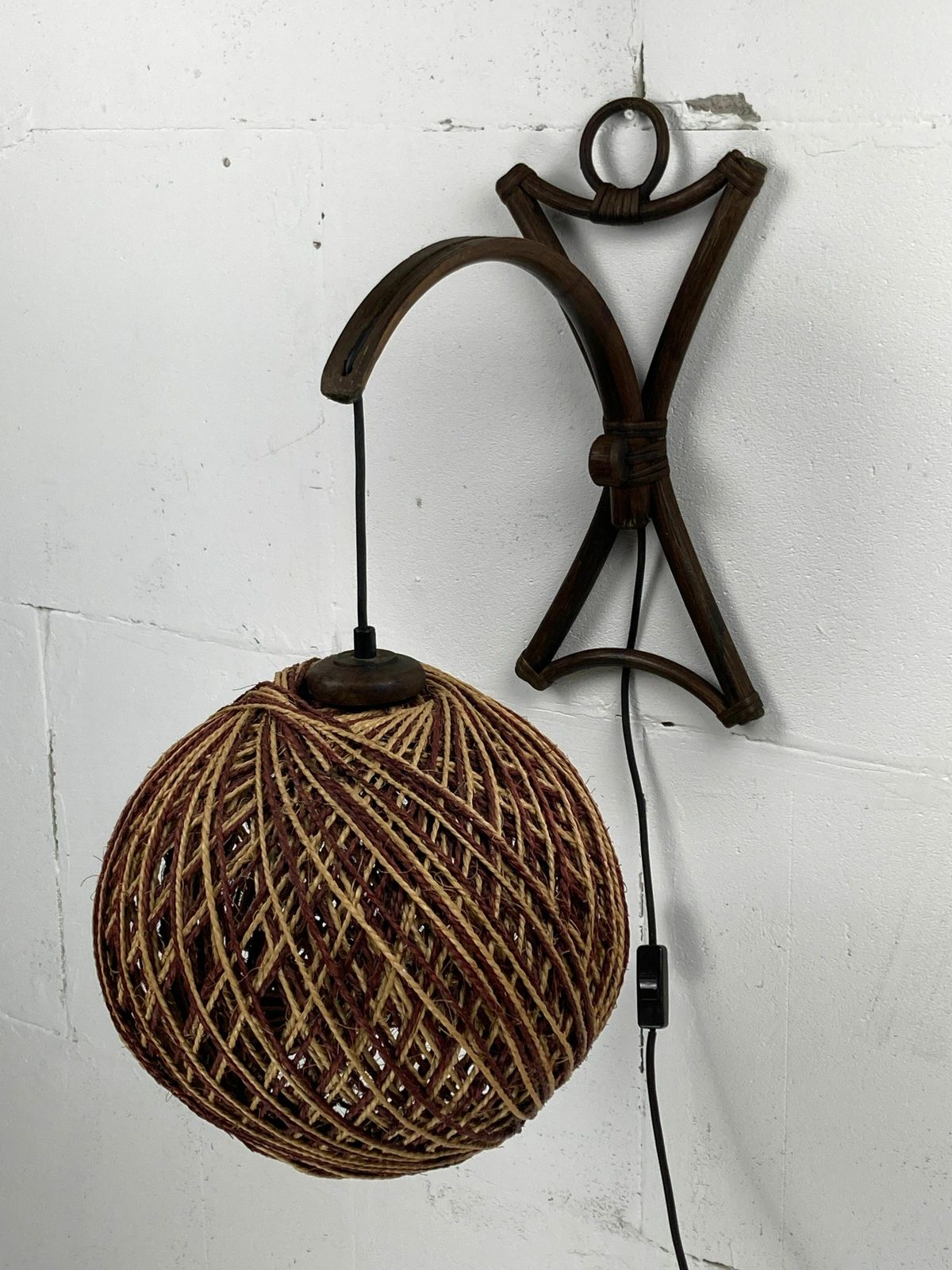 Rattan Bamboo And Rope Sisal Wall Lamp, Dutch 1960s photo furniture