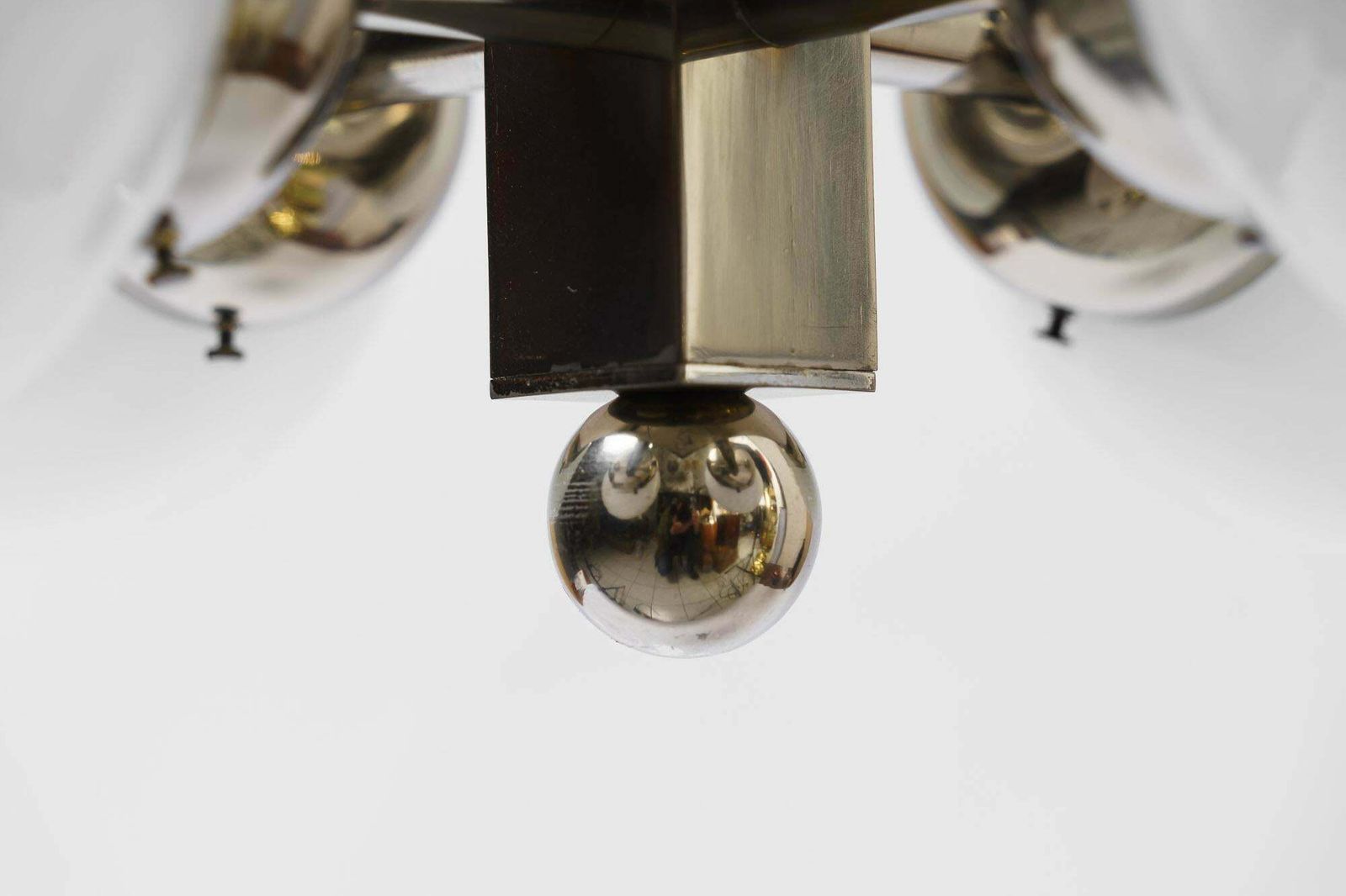 Nickel Plated Art Deco Chandelier With Opal Glass Shades Vienna Around 1920s photo 1404.0