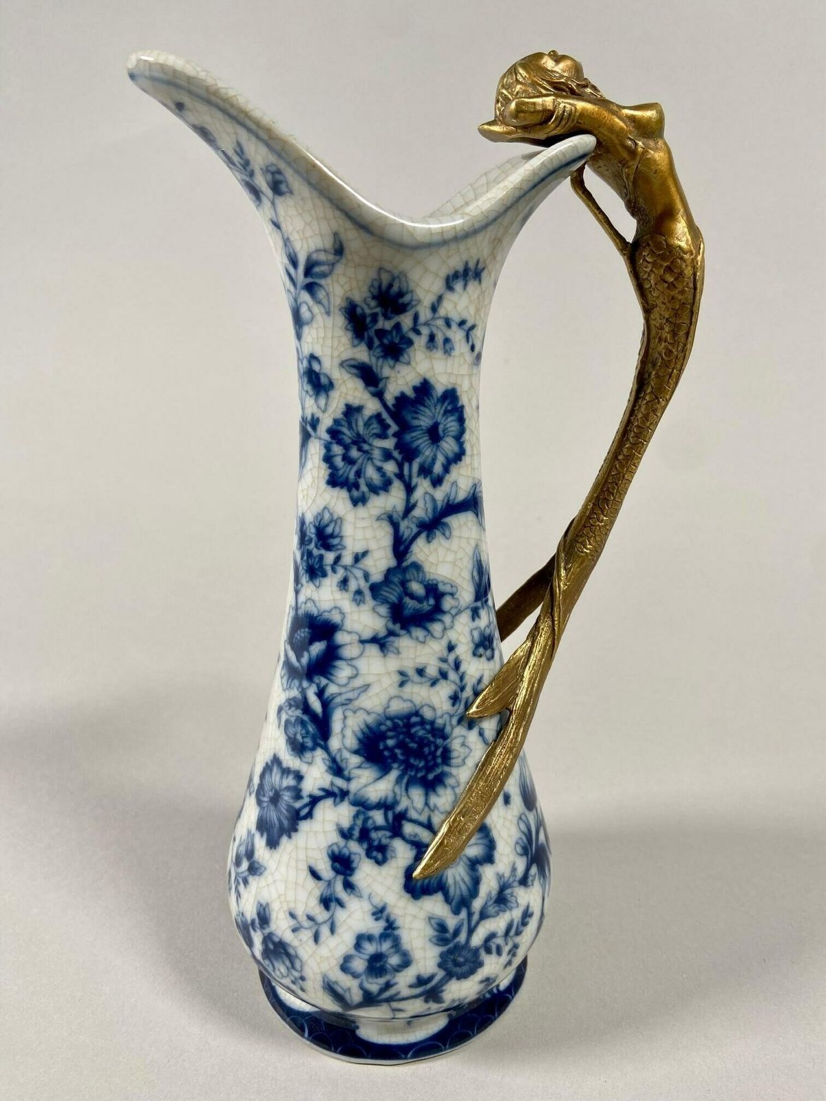 Decorated Decanter With A Porcelain And Bronze Mermaid Art Nouveau Style photo furniture