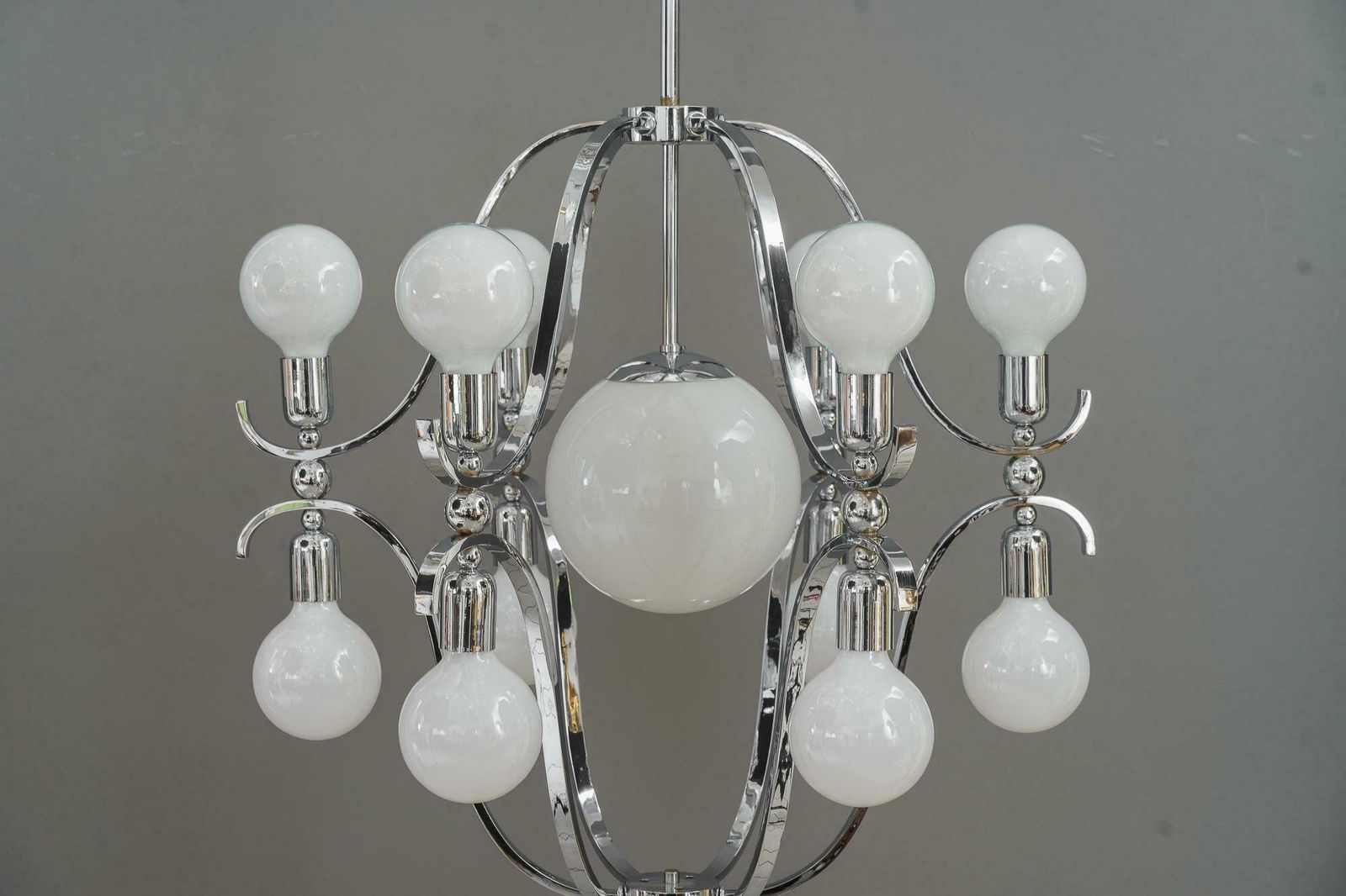 Rare And Very Big Chrome Chandelier Vienna Around 1920s photo furniture