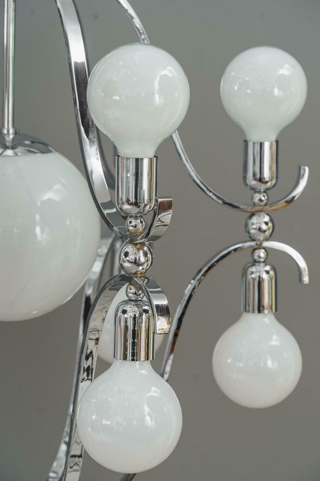 Rare And Very Big Chrome Chandelier Vienna Around 1920s photo for sale