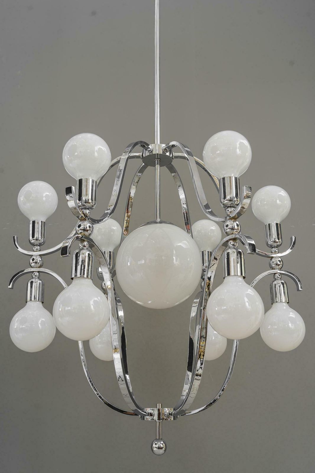Rare And Very Big Chrome Chandelier Vienna Around 1920s photo vinterior
