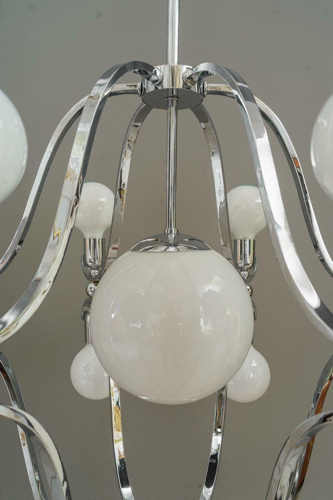 photo furniture Rare And Very Big Chrome Chandelier Vienna Around 1920s