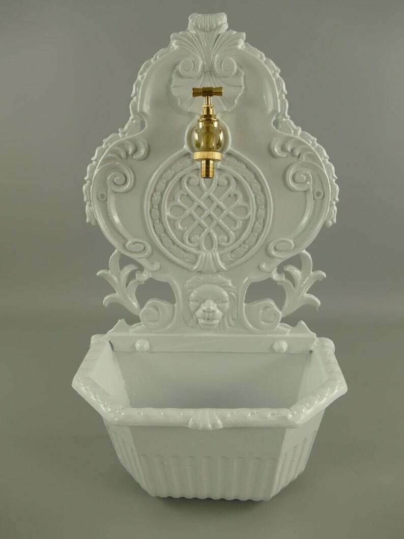 Antique Style Wall Fountain Cast Aluminum Sink Green Height 58 Cm