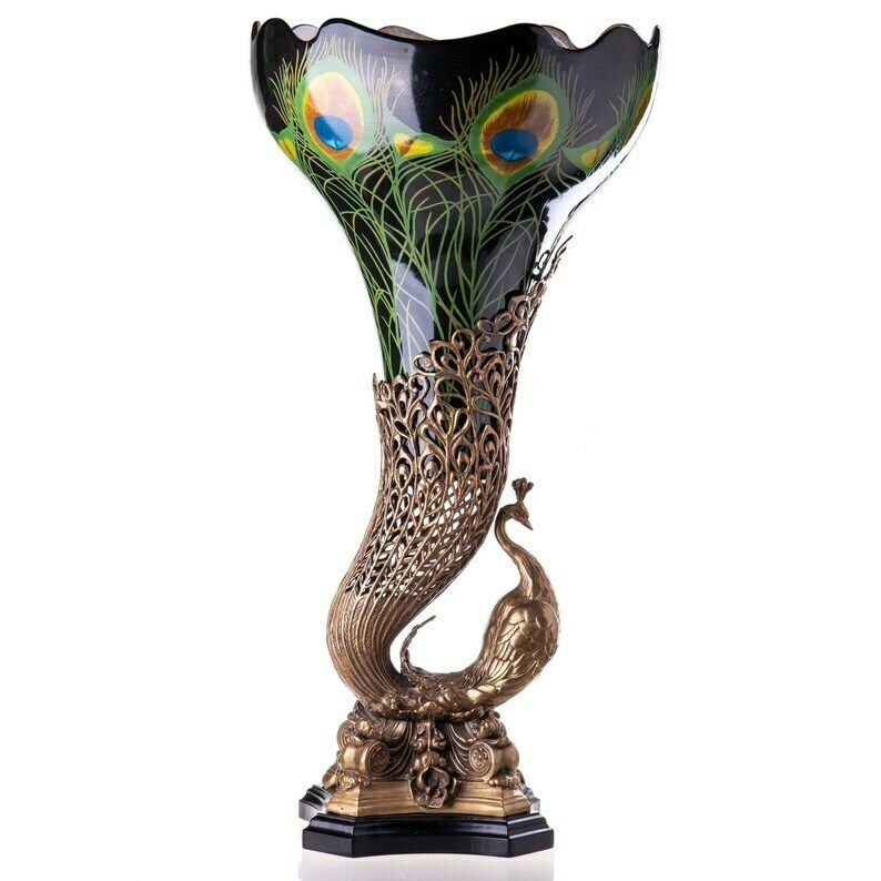Amazing Swan Porcelain Vase With Bronze Base In Shape Of Swan Figurine, Exclusive Wedding Gift Idea