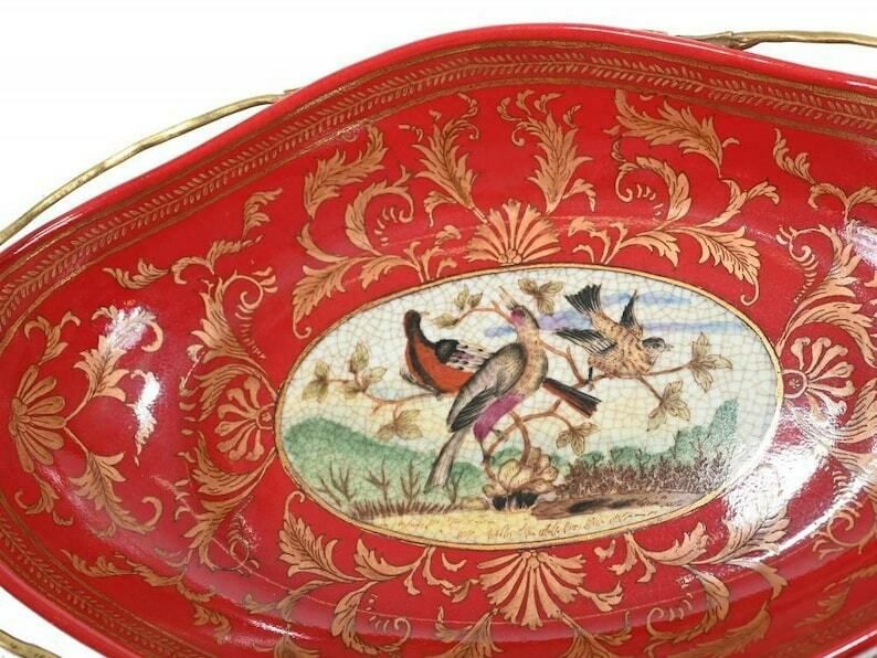 Antique Gorgeous French Art Nouveau Style Porcelain Dish, Wedding Gift, Home Deco, Office Deco photo 430.0