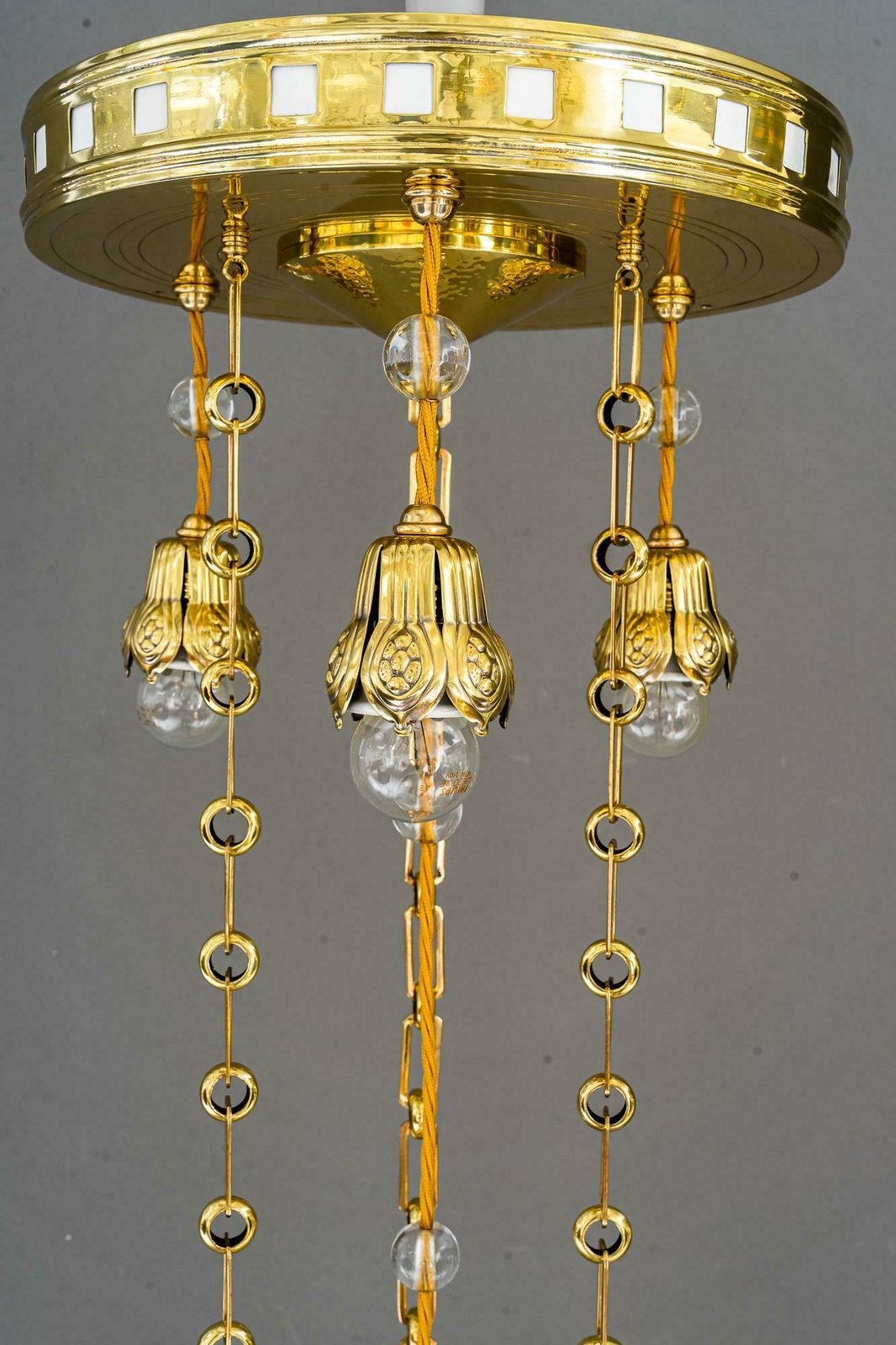Jugendstil Chandelier With Cut Glass Shade, Vienna, 1910s photo 4211.0