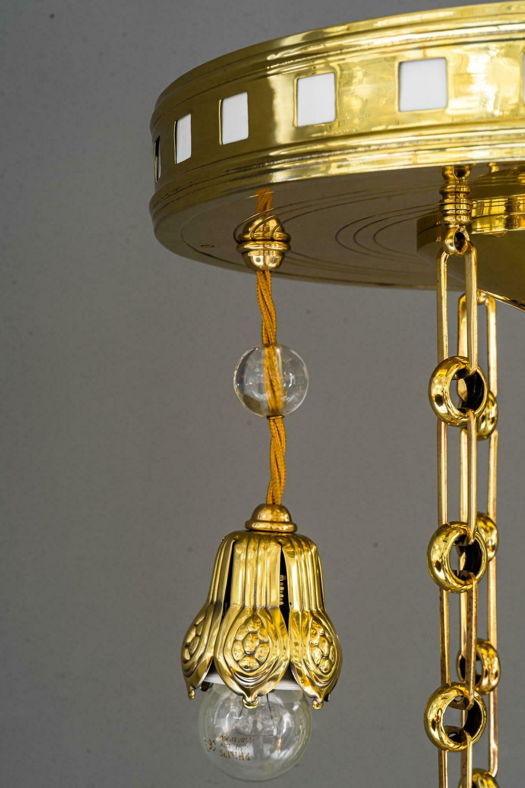 Jugendstil Chandelier With Cut Glass Shade, Vienna, 1910s photo vinterior