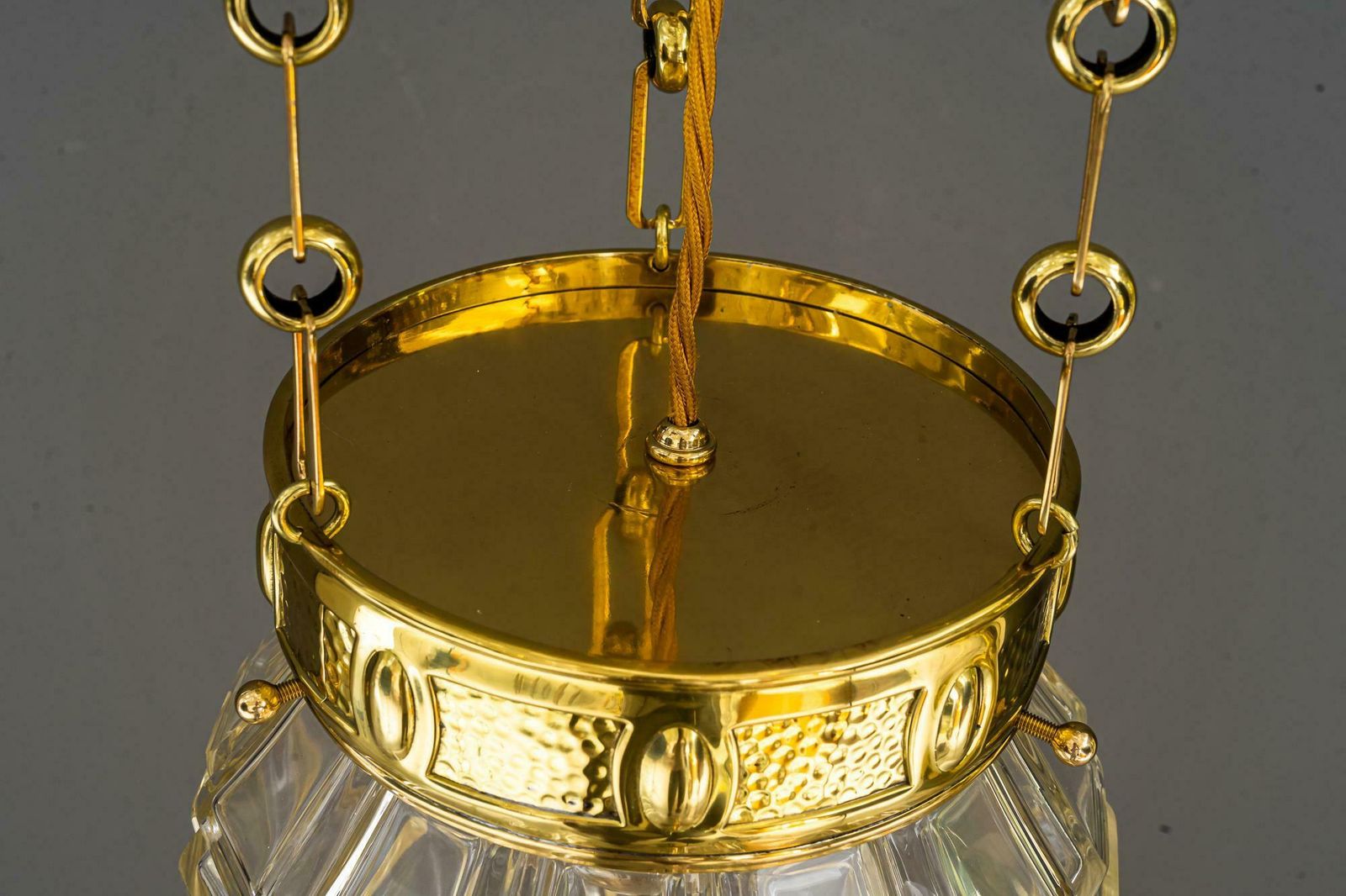 Lighting Jugendstil Chandelier With Cut Glass Shade, Vienna, 1910s photo