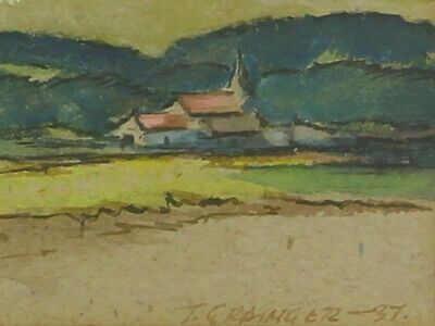 Watercolour By J. Grainger. Landscape View With Hills In The Distance photo for sale