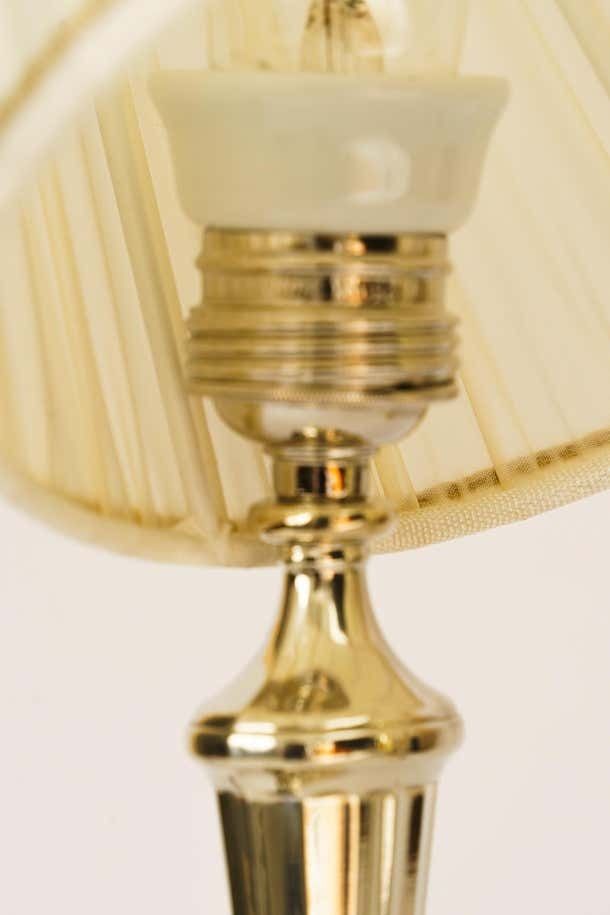 photo furniture 2 Table Lamps Alpaca With Oval Base And Fabric Shades Vienna Around 1920s