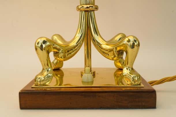 2 Big Art Deco Table Lamps With Fabric Shades Vienna Around 1920s photo buy