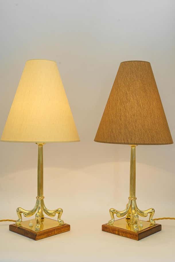 2 Big Art Deco Table Lamps With Fabric Shades Vienna Around 1920s photo vintage
