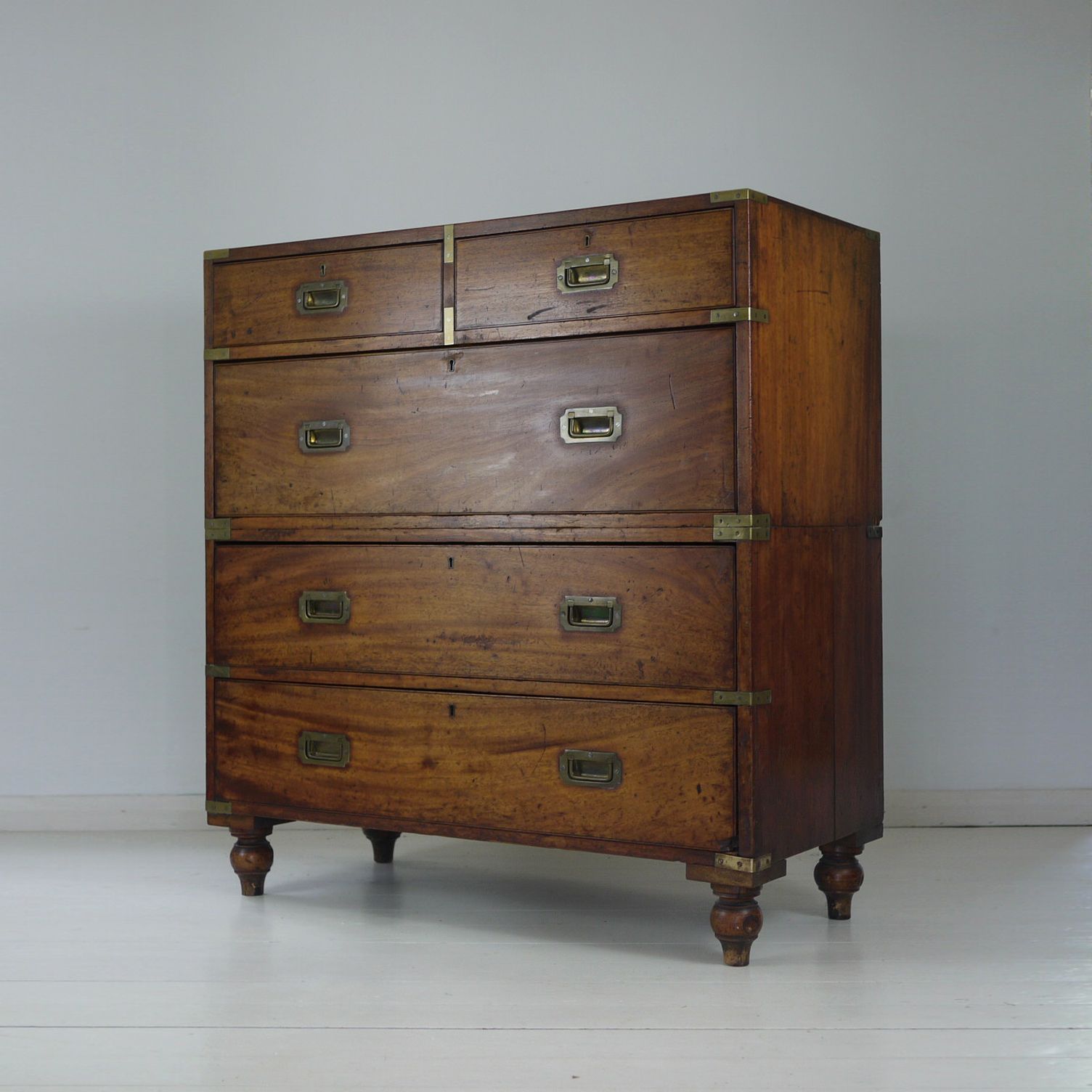 Antique 19th Century Mahogany Campaign Chest Of Drawers photo vinterior