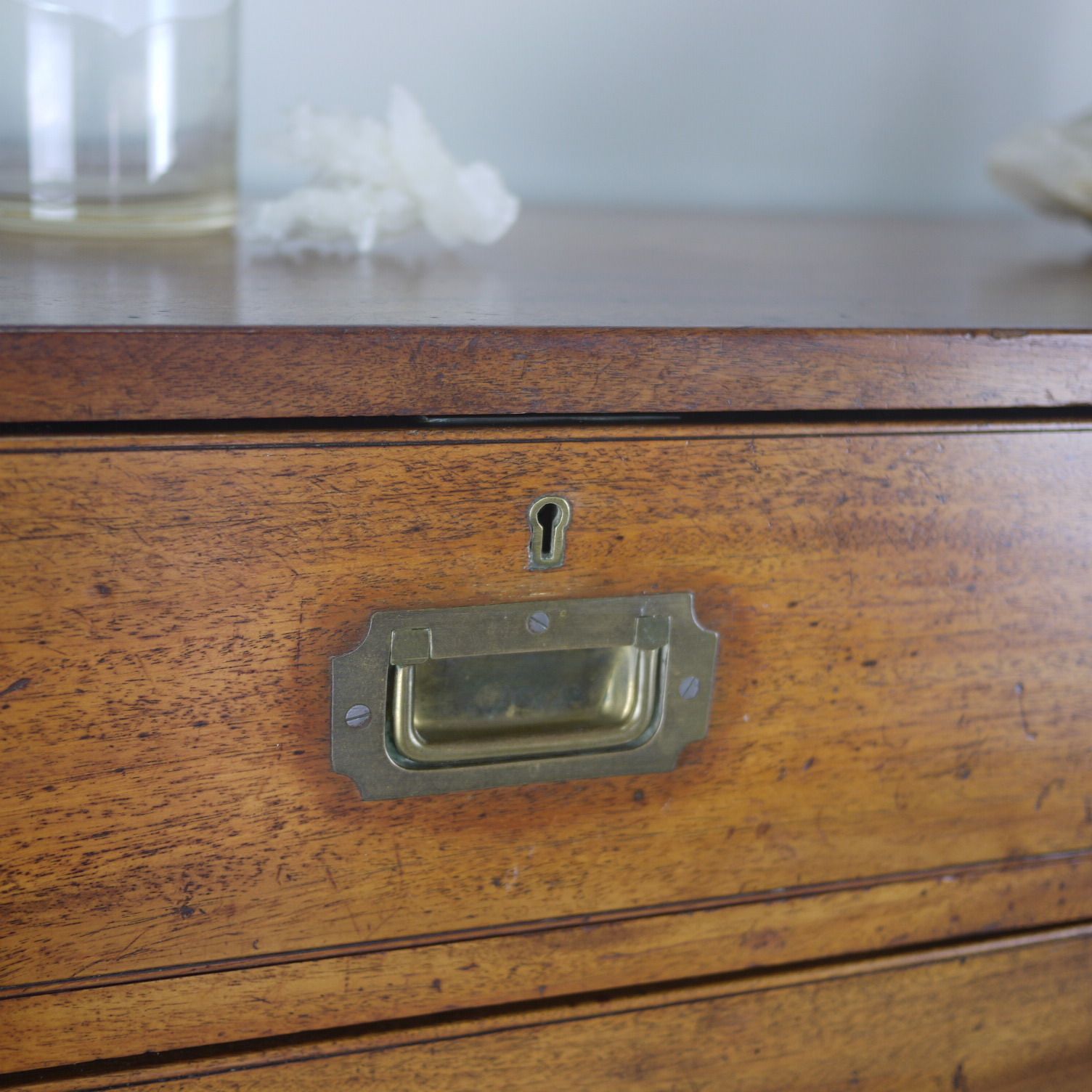 photo furniture Antique 19th Century Mahogany Campaign Chest Of Drawers