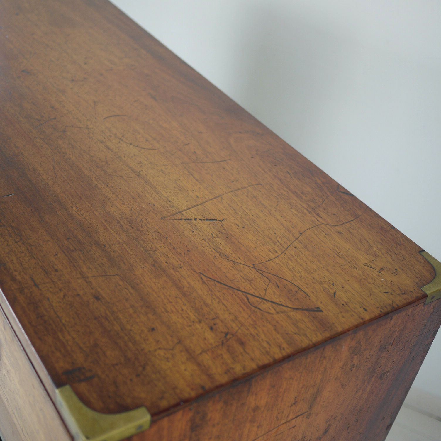 2750.0 Antique 19th Century Mahogany Campaign Chest Of Drawers photo