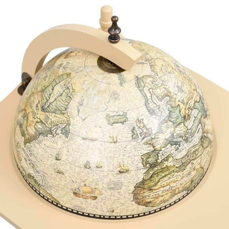 Wooden Barglobe For Drinks And Alcohols, Trolley In Shape Of Terrestrial Globe, Home Or Office Furniture photo Furniture