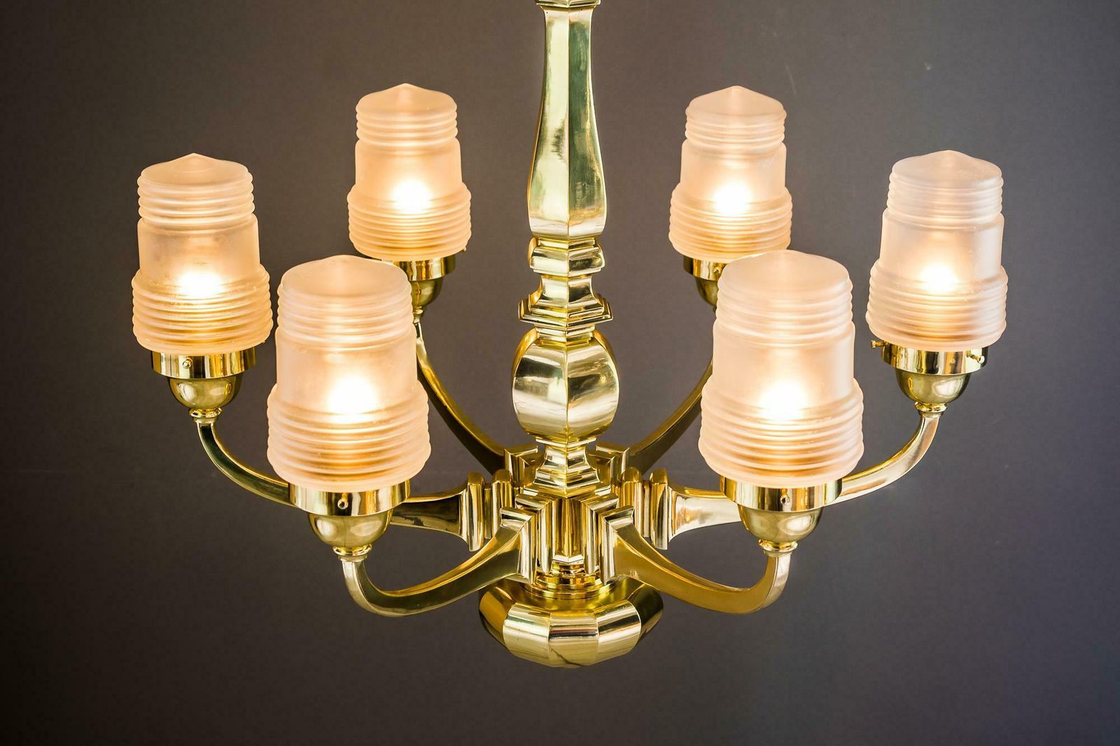 Art Deco Chandelier Vienna 1920s With Original Glass Shades photo for sale