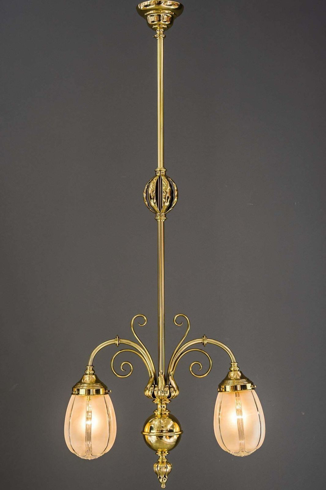 Art Deco Pendant With Original Glass Shades Vienna Around 1920s photo buy