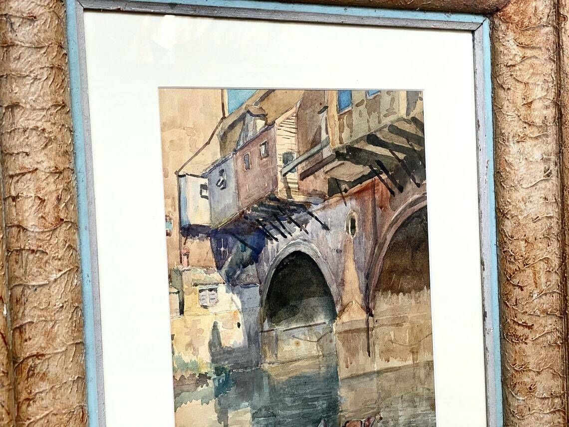 Original Bath Watercolour Painting Signed & Dated   Pulteney Bridge photo furniture
