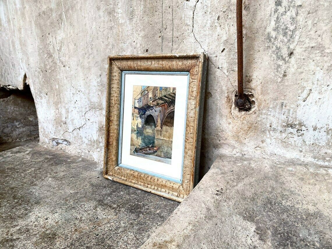 Original Bath Watercolour Painting Signed & Dated   Pulteney Bridge photo vintage