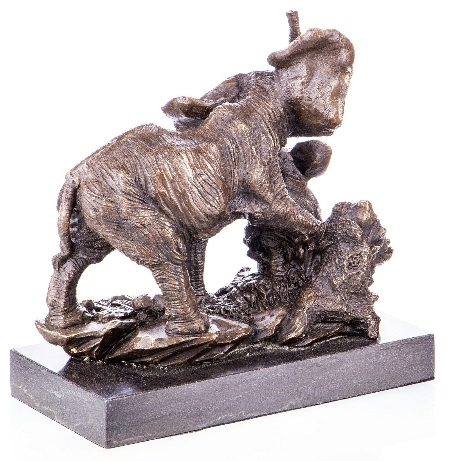 Elephants Bronze Figure On Marble Base, Amazing Sculpture Of Wild Animal, Signed Statue, Gift Idea, Office And Home Decoration photo furniture