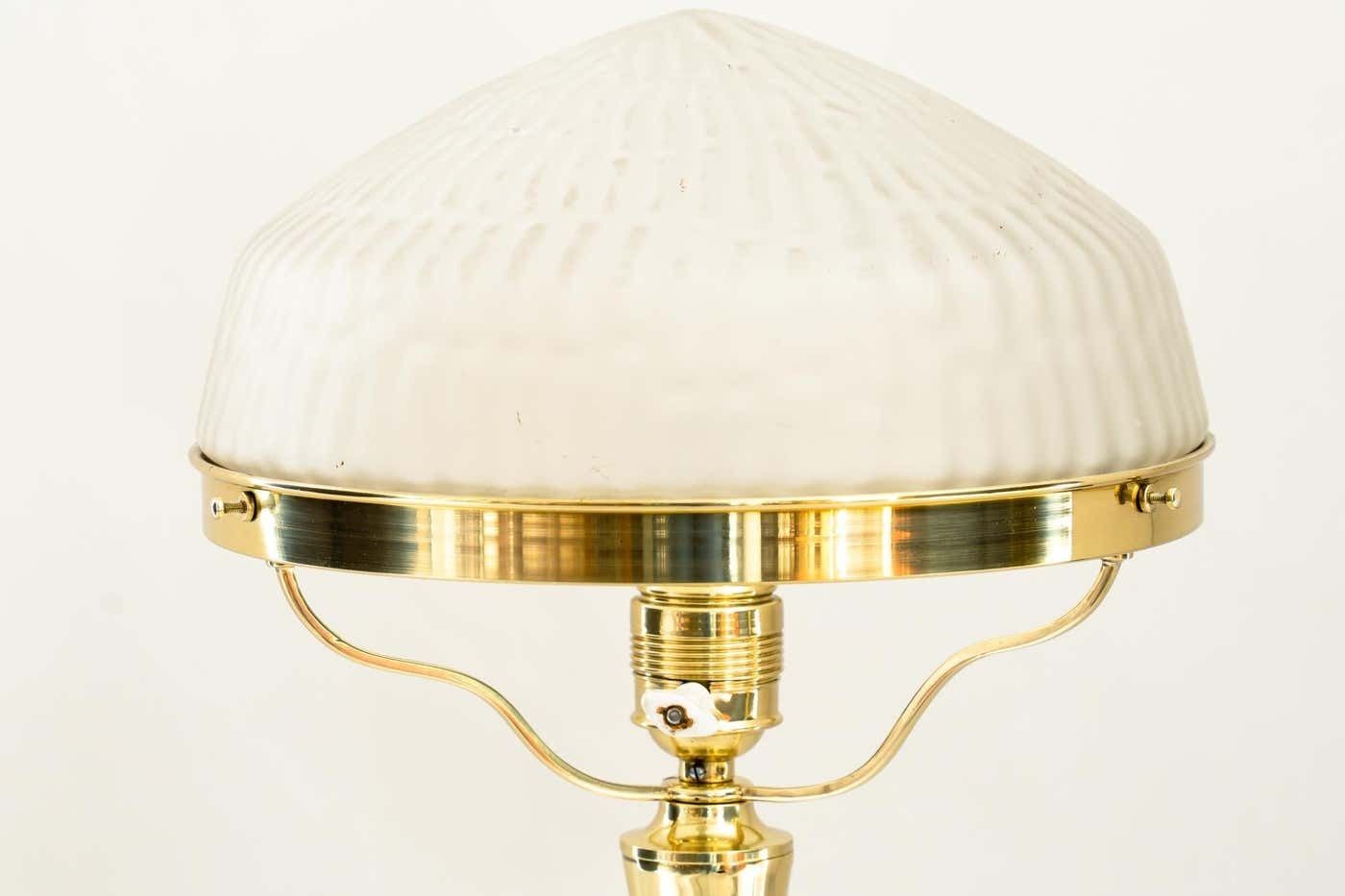 photo furniture Art Deco Table Lamp With Original Glass Shade Around 1920s