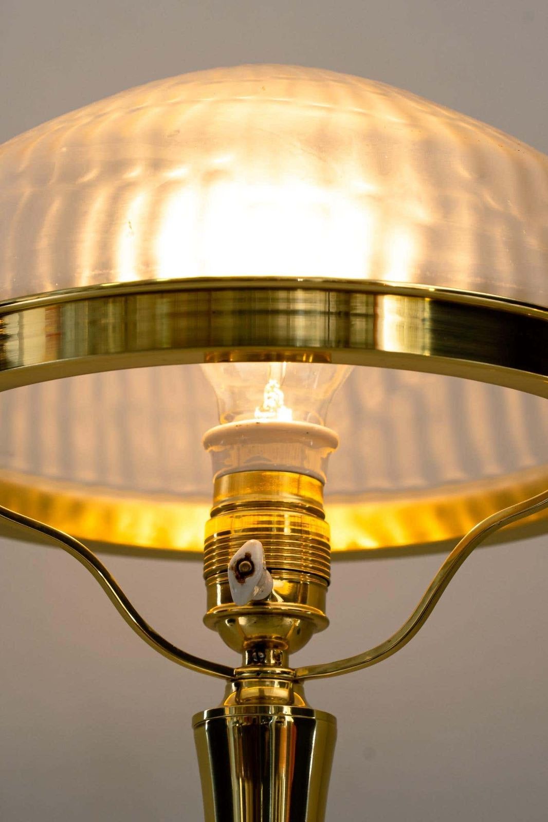 photo buy Art Deco Table Lamp With Original Glass Shade Around 1920s