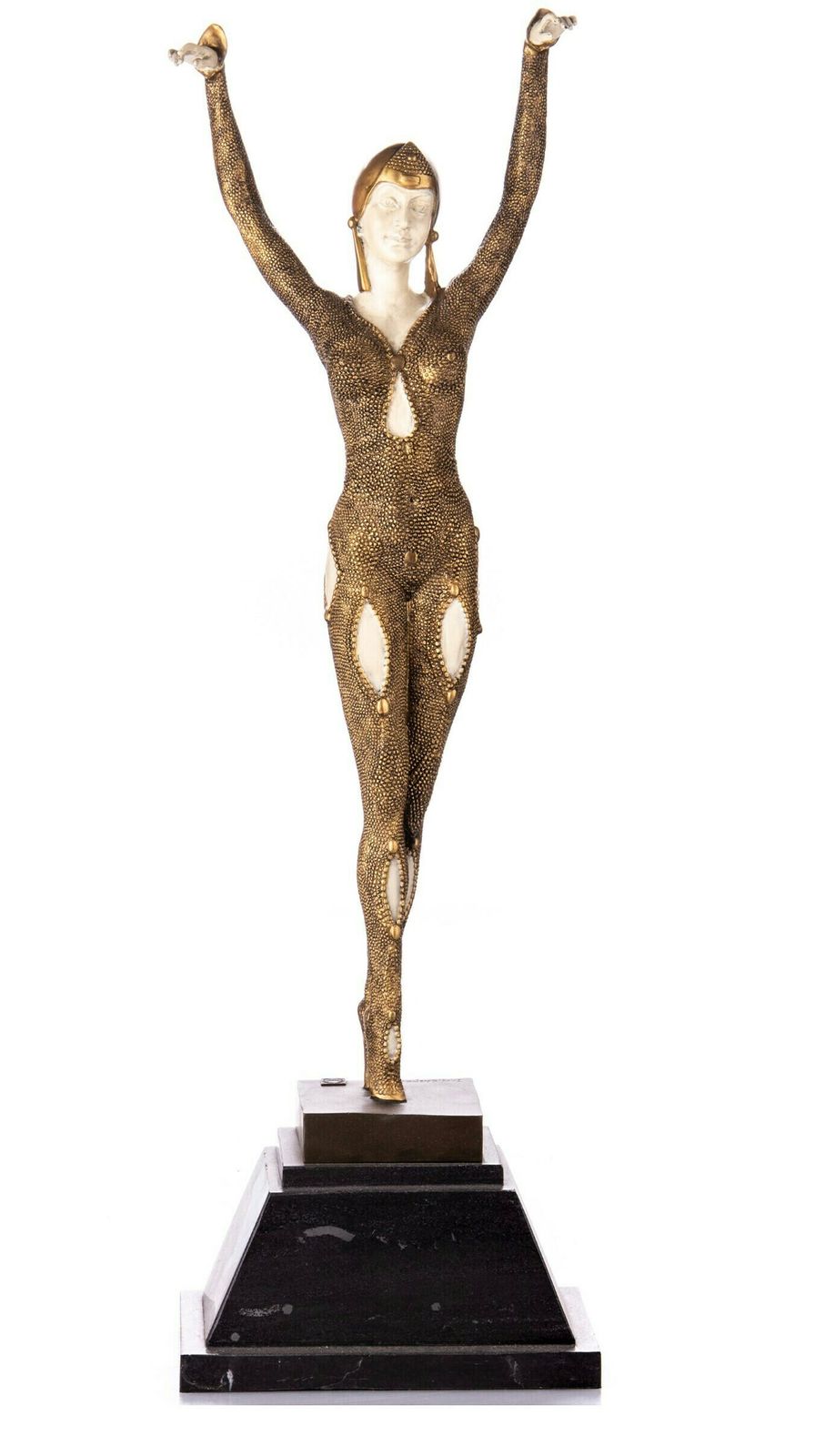 Art Deco Con Brio Dancer, Cabaret Dancer, Bronze Sculpture On Marble Base, Dancing Woman, Signed, Gift Idea