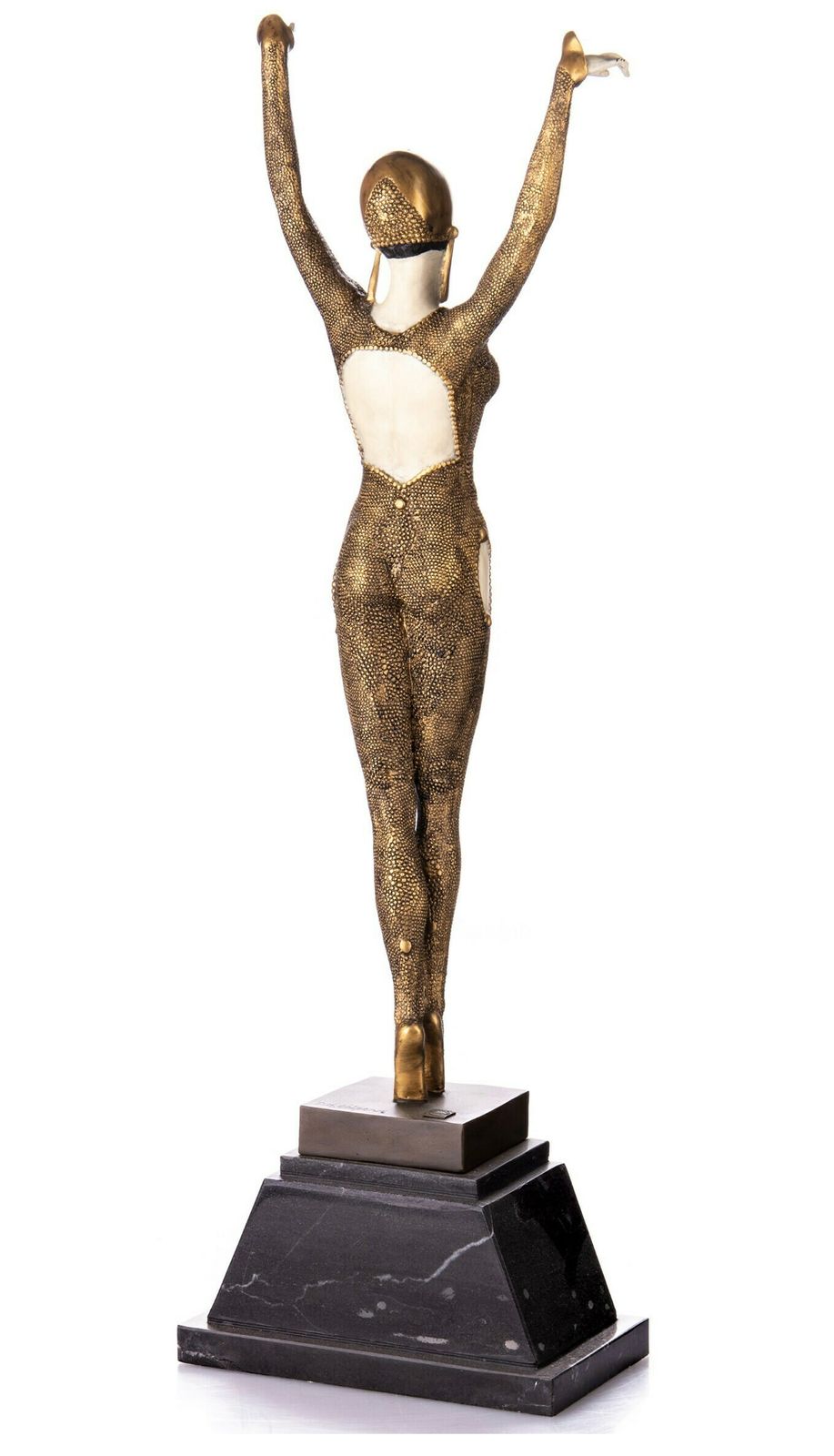 Art Deco Con Brio Dancer, Cabaret Dancer, Bronze Sculpture On Marble Base, Dancing Woman, Signed, Gift Idea photo for sale