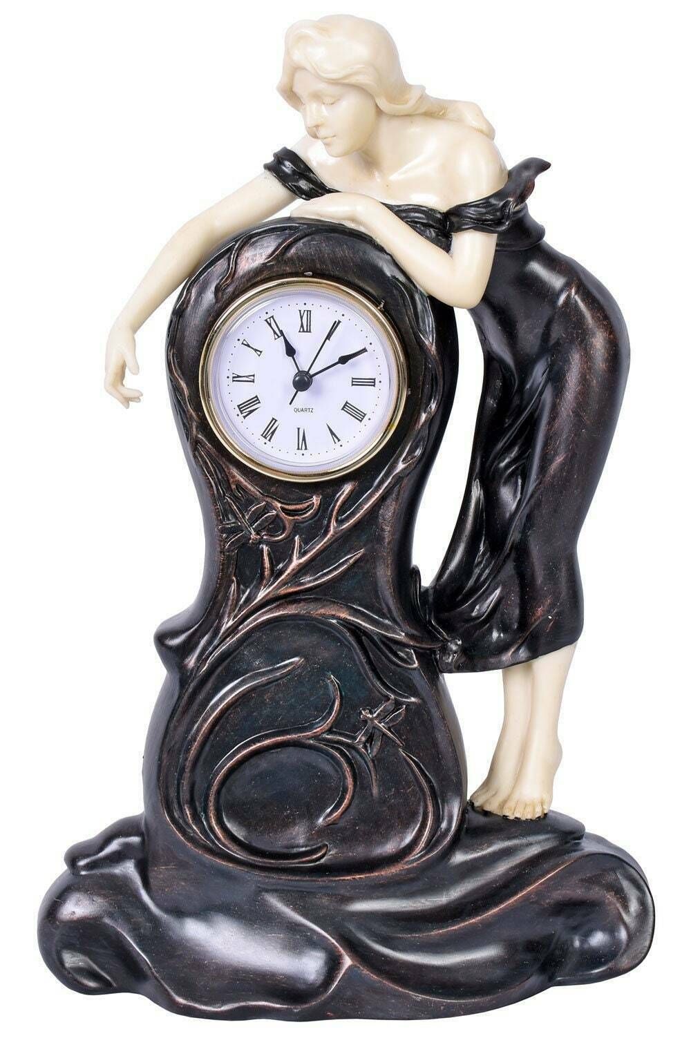 Antique Still Decorative Mantel Clock In The Romantic Art Nouveau Style.