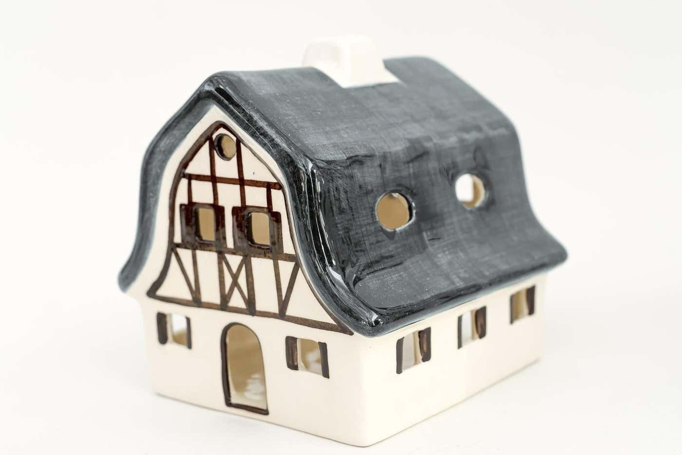 Christmas Ceramic Houses For Candle Light Deco In Shape Of A Village Around 1970 photo buy