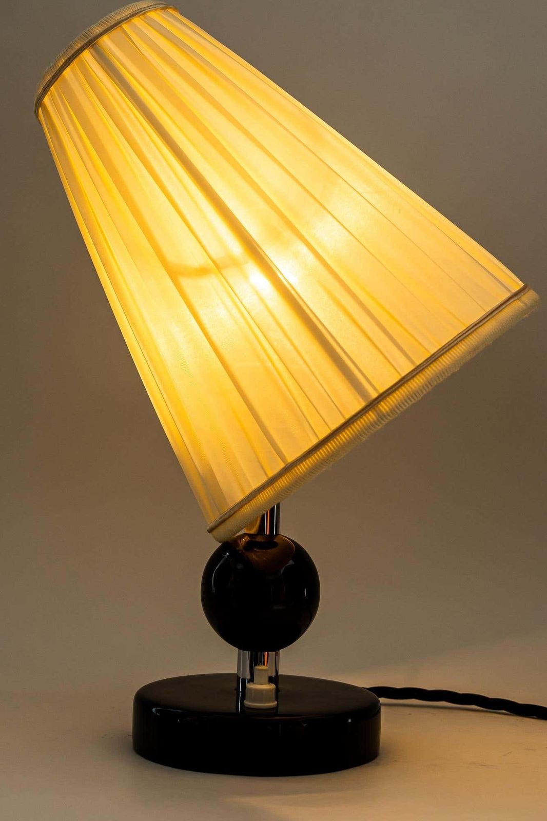 Art Deco Wood Base Table Lamp With Fabric Shades Around 1920s photo buy