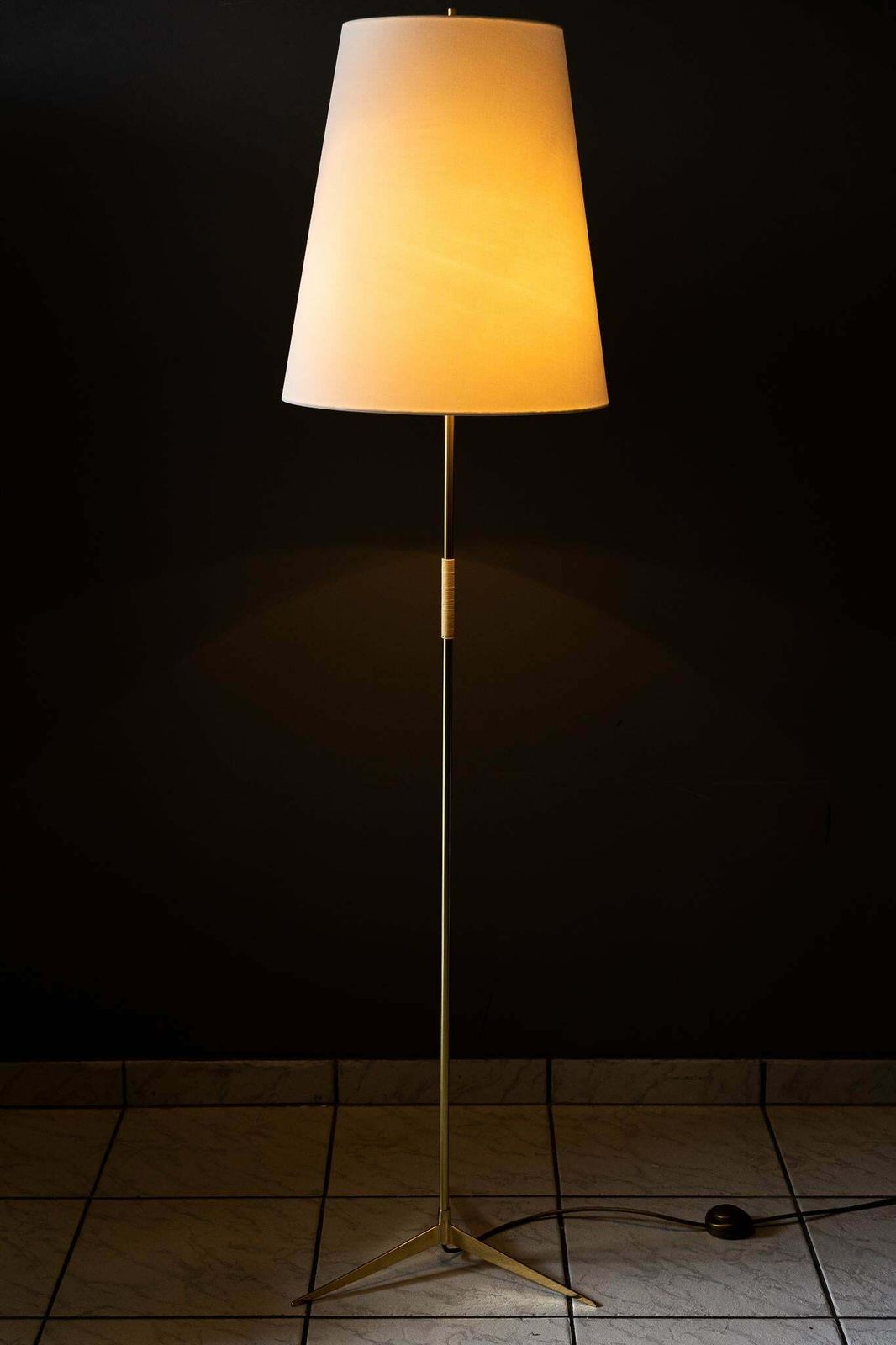 Floor Lamp With Fabric Shade Around 1950s By J.T. Kalmar photo vintage