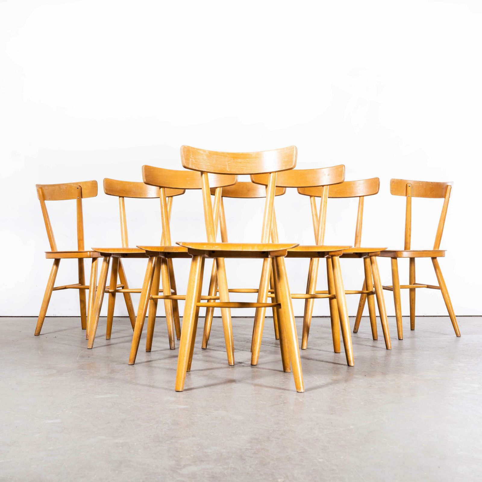 1960’s Beech Wood Dining Chair By Ton – Set Of Eight photo vinterior