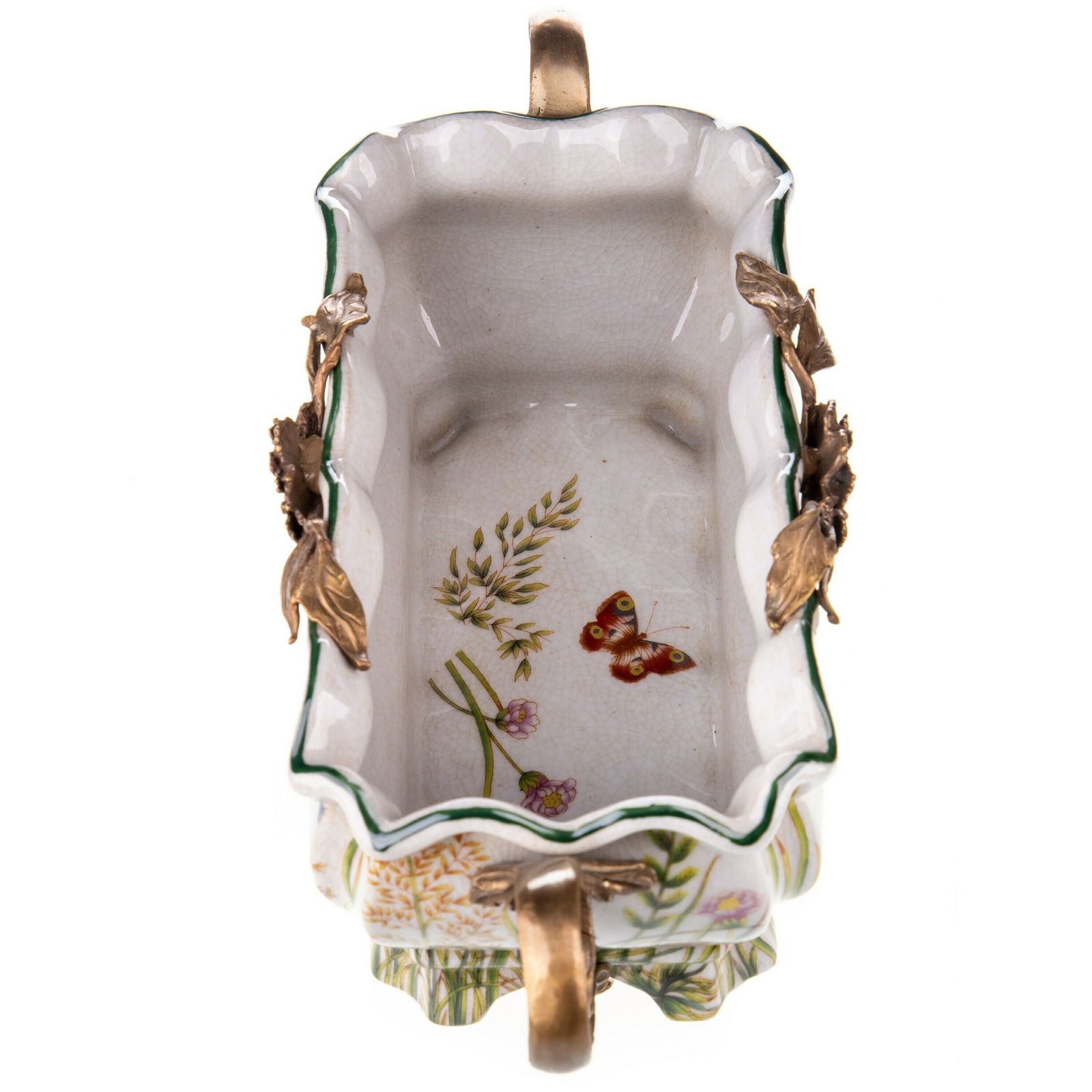 Vintage Porcelain With Bronze Bowl With Roses Art Nouveau, Beautiful Gift, Deco photo for sale
