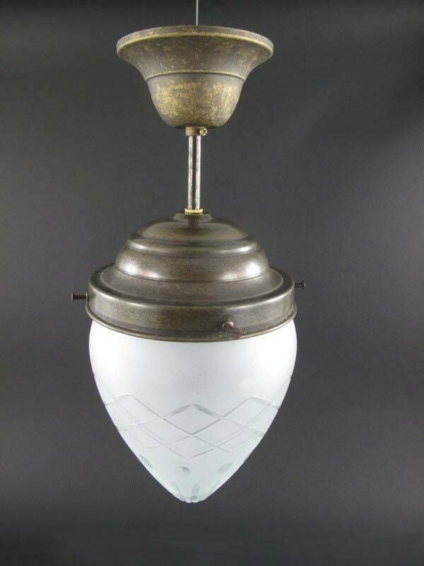 Art Deco Vintage Shade Lamp Ceiling Lamp Art Nouveau Hanging Lamp Antique Brass Lamp Drop Opal Glass