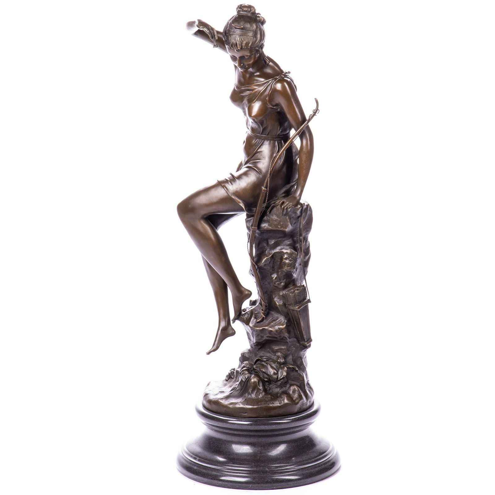 L.Ledieu Bronze Sculpture Diana Goddess Of The Hunt In Antique Style Bronze Figure Statue 76 Cm