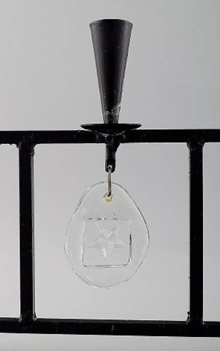 Erik Höglund For Kosta Boda, Candleholder In Cast Iron With Mouth Blown Glasses photo furniture
