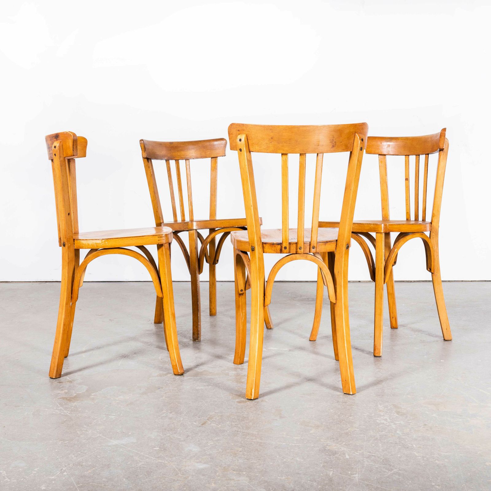 1950’s Baumann Honey Tri Back Dining Chair – Set Of Four photo for sale