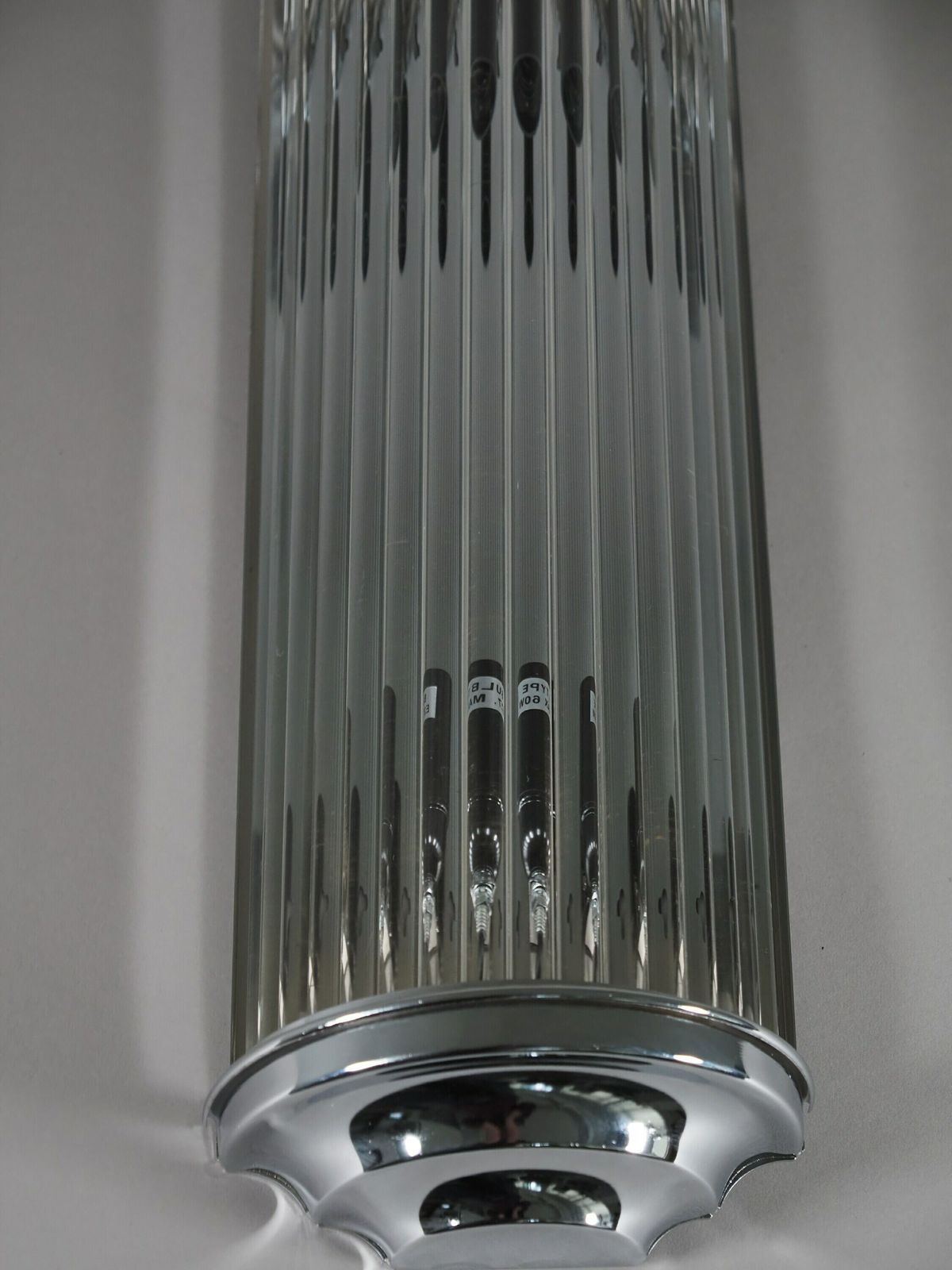 Art Deco Chrome Wall Lamp With Classic Glass Rods, Petitot, Cinema Light, Mirror Light, Lamp For Stairwell, photo for sale