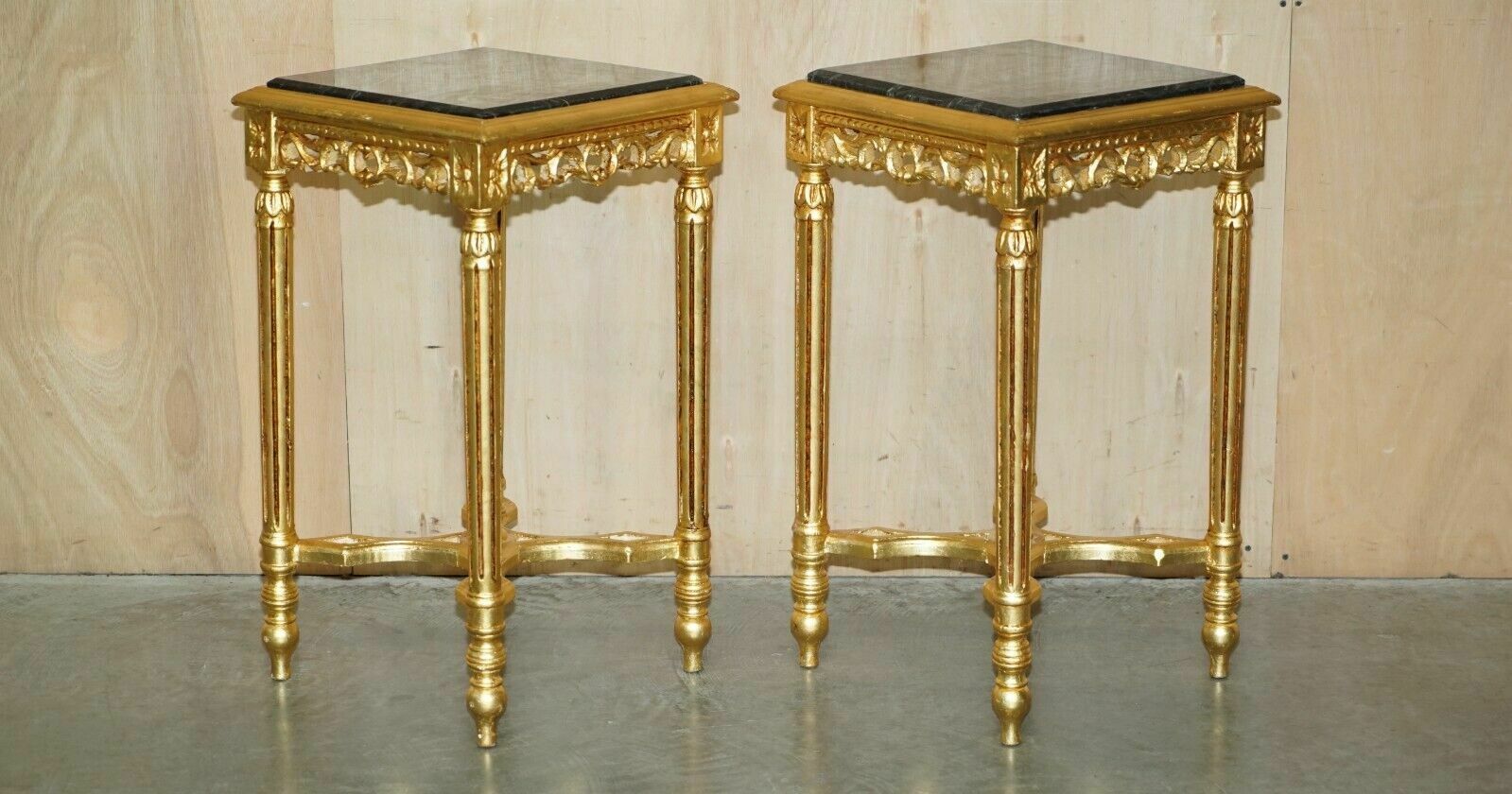 Pair Of Italian Circa 1880 Gold Giltwood Marble Topped Side End Lamp Wine Tables photo furniture